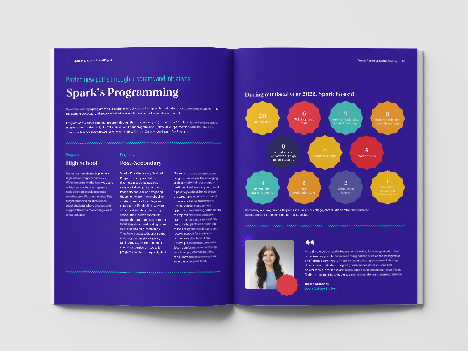 Mockup of Spark the Journey annual report