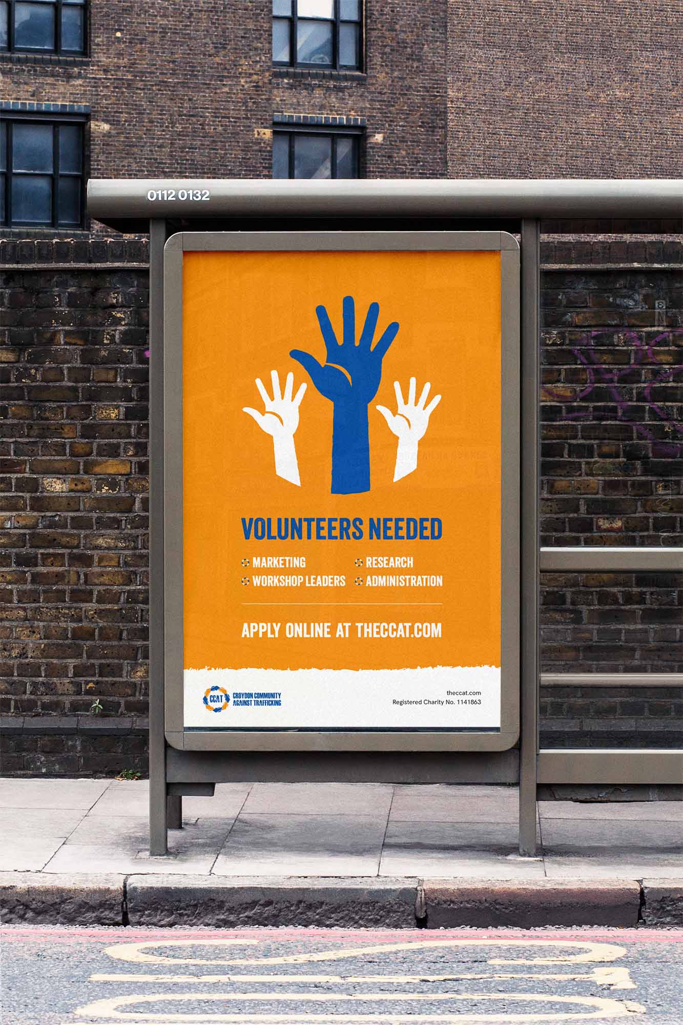 Mockup of CCAT poster on bus stop