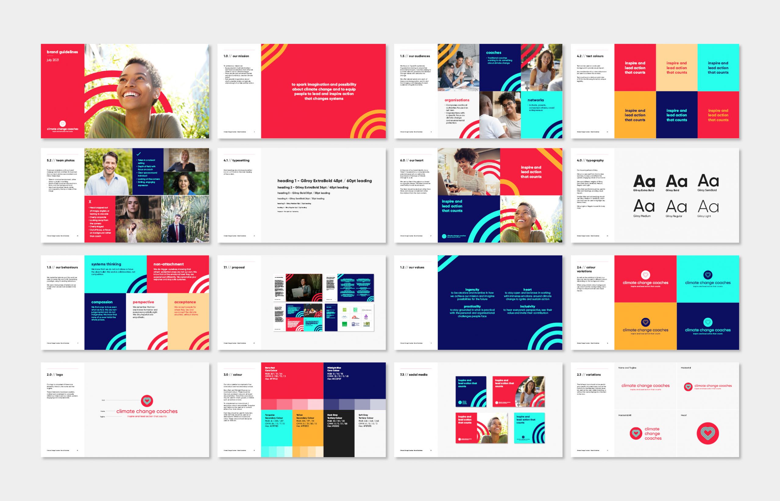 Mockup of Climate Change Coaches brand guidelines
