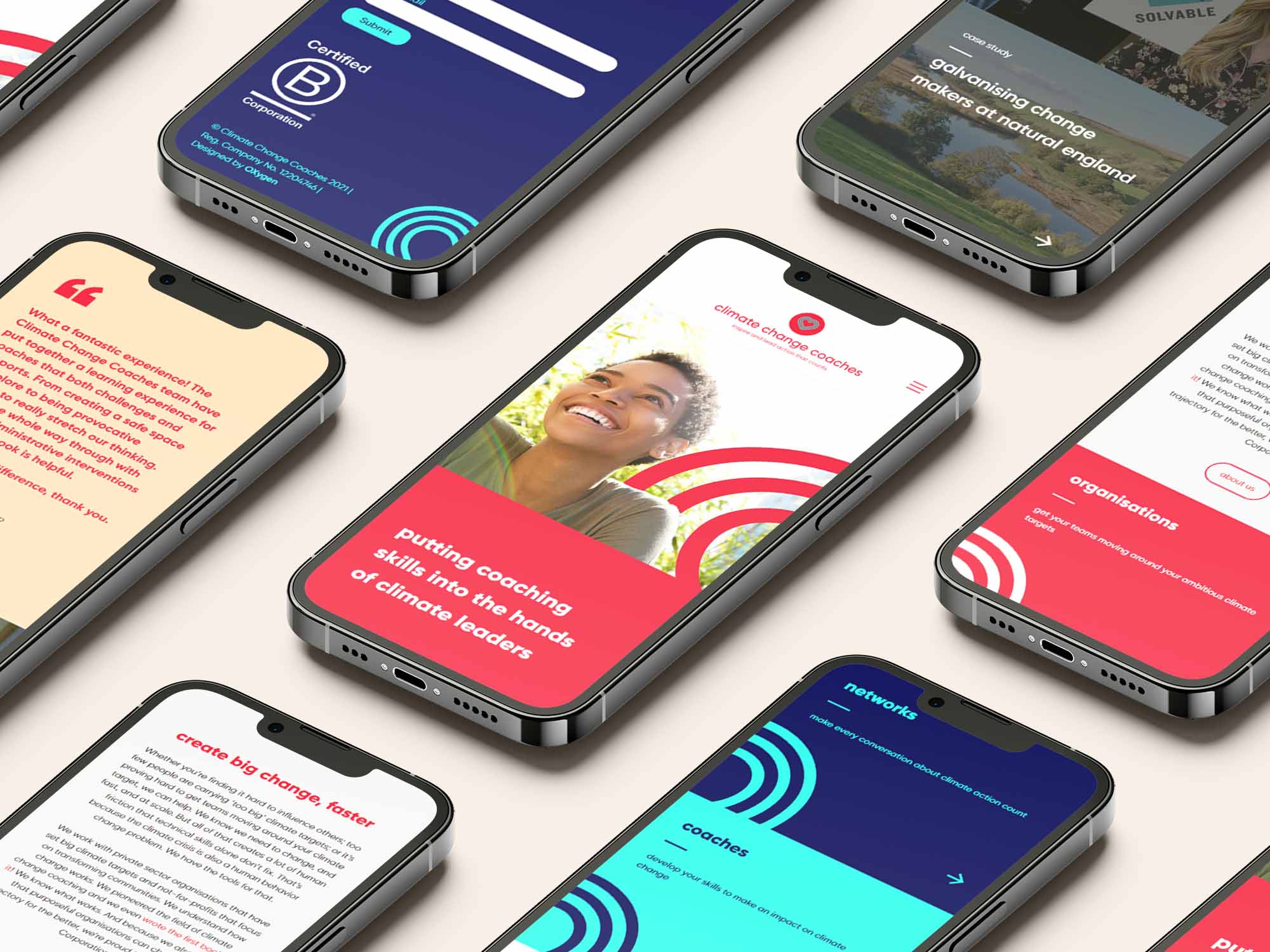 Mockup of Climate Change Coaches website on iPhone
