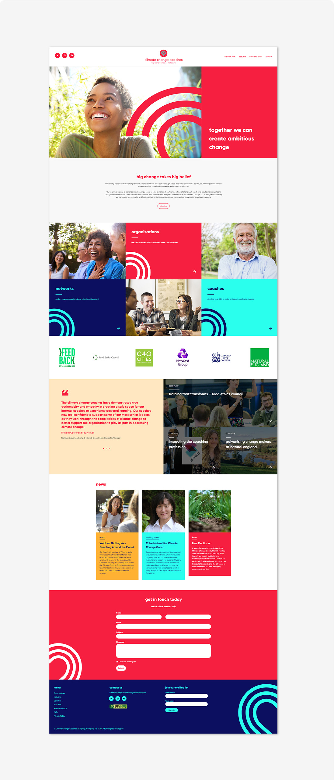 Mockup of climate change coaches website