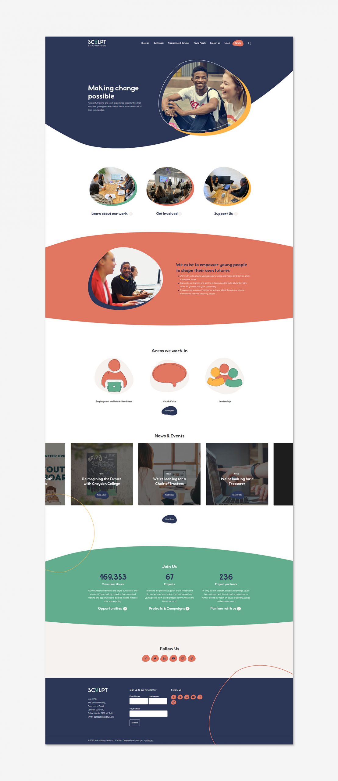 Sculpt website homepage mockup