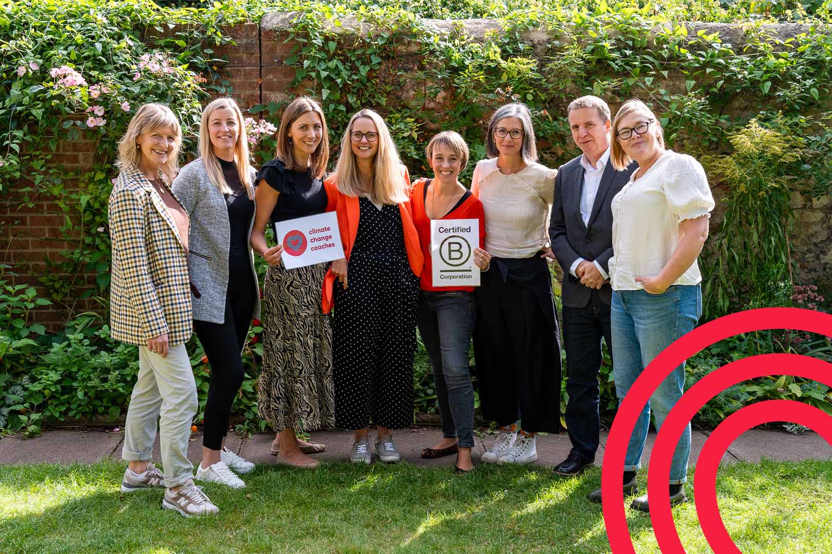 Climate Change Coaches team holding B Corp sign