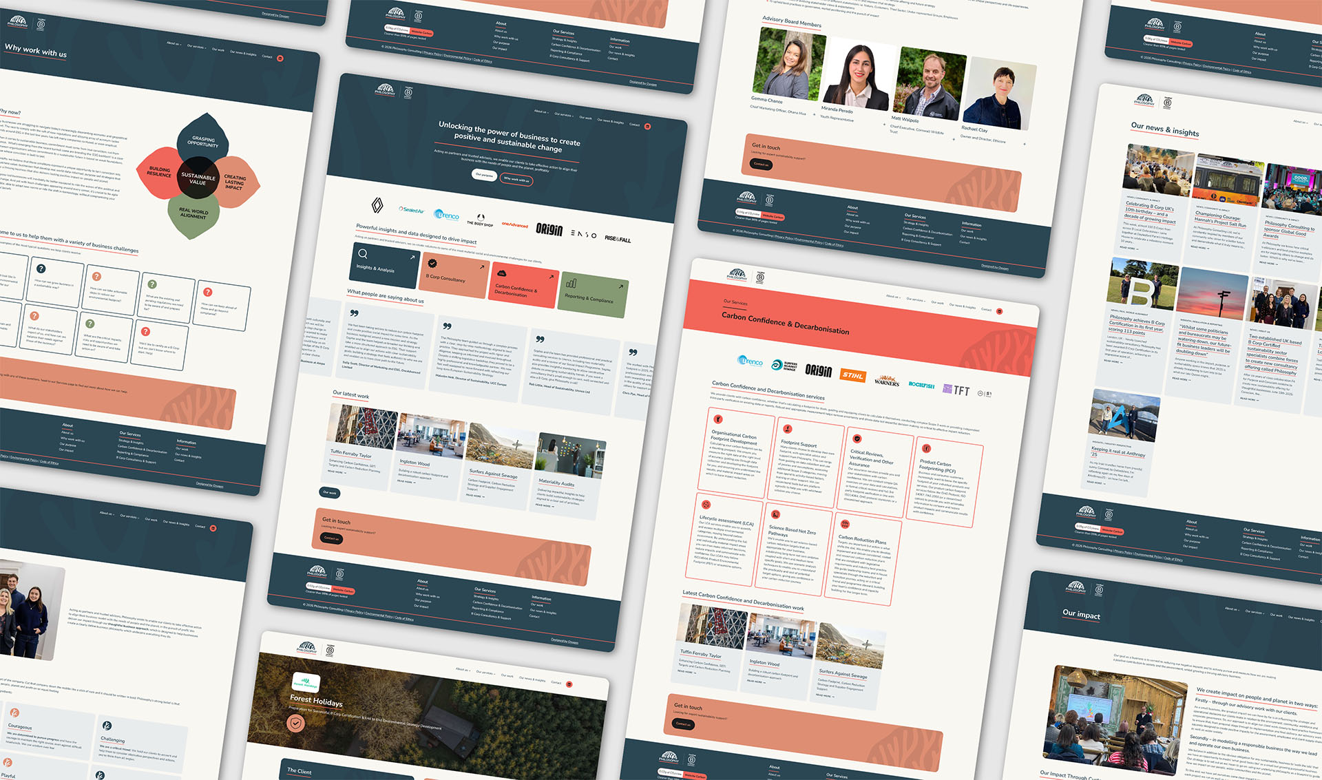 Mockup of Philosophy Website - Sustainable web design for B Corp