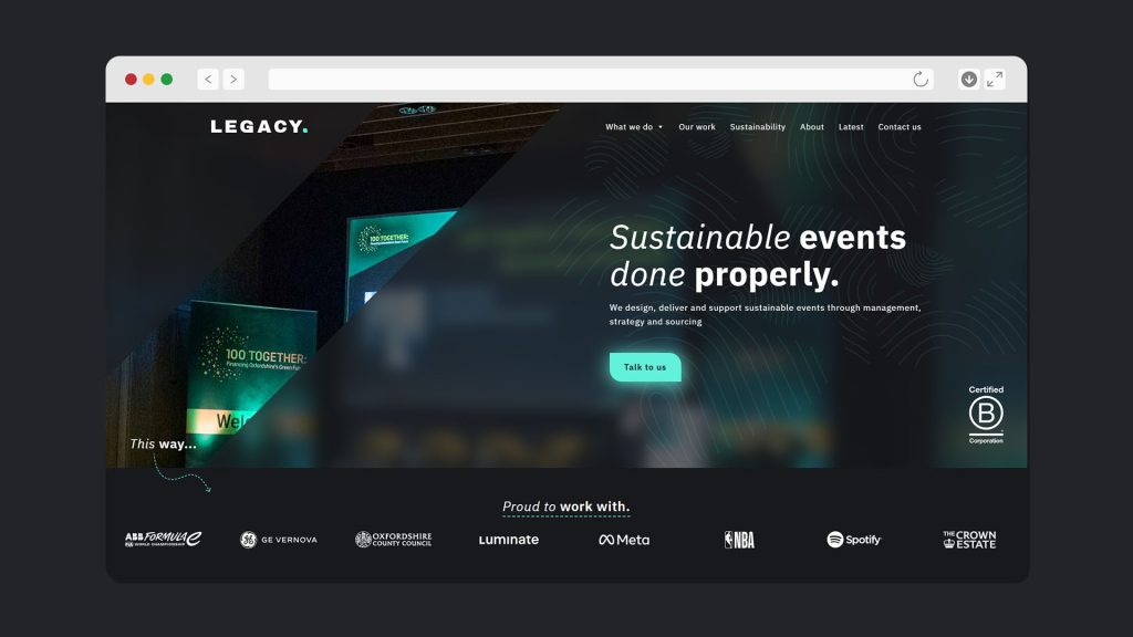 Legacy website homepage